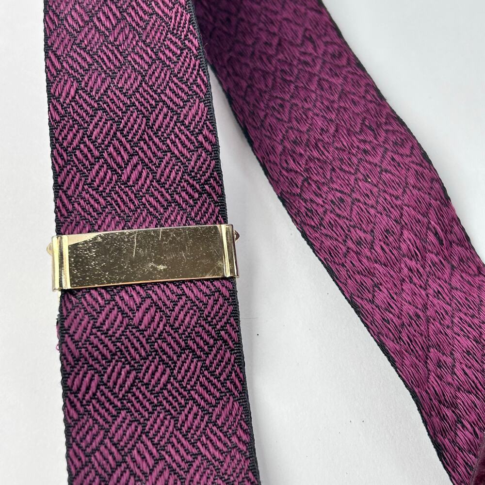 Maroon Made in England Leather Gold Brass Hardware Red Black Ribbon